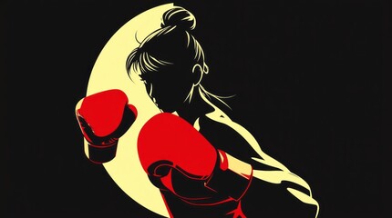 Wall Mural - Anime manga portrait of woman boxing sports Illustration