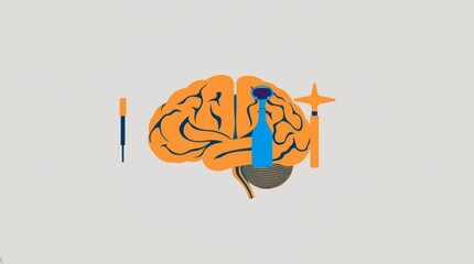 Wall Mural - Thinking sports and sport brain psychology concept as a group of exercise equipment shaped as a human organ for psychological mental health 