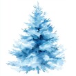 © typepng - Winter blue christmas tree in watercolor isolated on white background. Watercolour illustration for print, texture, wallpaper or element. Beautiful modern watercolour art.