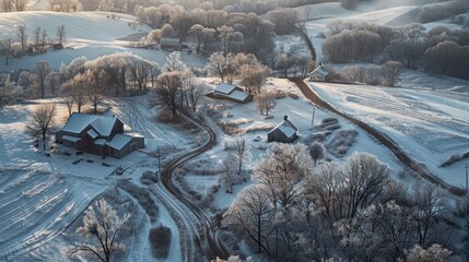 Canvas Print - Winter Wonderland in a Rural Farm