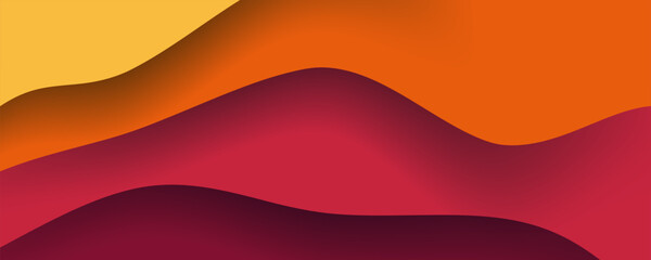 Wall Mural - red and yellow wavy dimension layers background