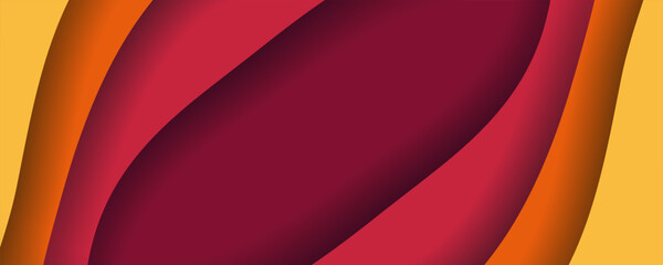 Wall Mural - red and orange dimension layers background with wavy shapes