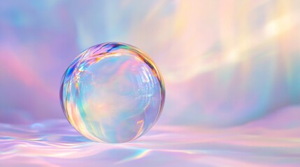 Poster - A clear glass sphere with a rainbow reflection on it