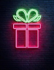 Wall Mural - chirsmas gift symbol on brick wall