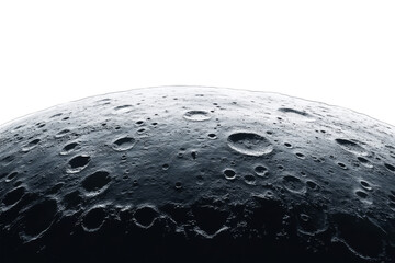 Wall Mural - moon surface isolated on white background. lunar landscape with deserted landscape and craters forme