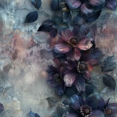 Wall Mural - Moody Floral Blossom with Lush Dark Petals in Vintage Grunge Backdrop  and Dramatic Floral Photography with Romantic and Elegant Aesthetic