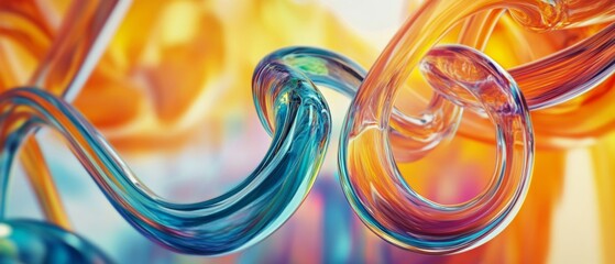 Wall Mural - a colorful, curvy, and twisted piece of art made of glass