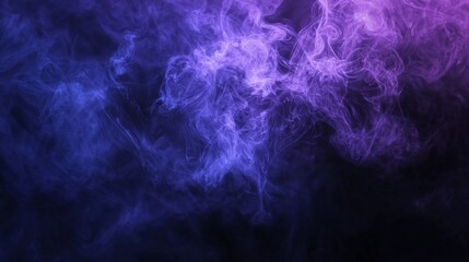 Wall Mural - Abstract image depicting blue and purple smoke creating mysterious and interesting shapes on a black background, suitable for use as a graphic resource or background