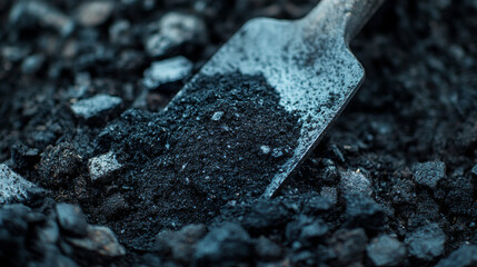 Sticker - Close-up of a shovel full of black coal.