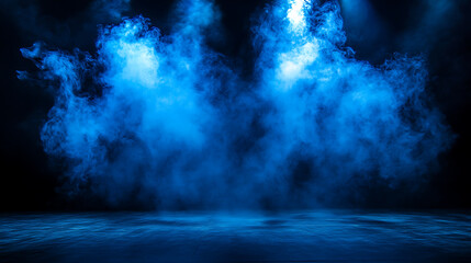 Poster - Blue smoke billowing across a dark stage, adding a cool and mysterious vibe