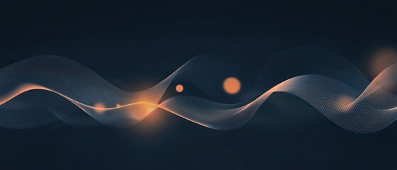 Wall Mural - Abstract waves with glowing elements create a dynamic visual effect.