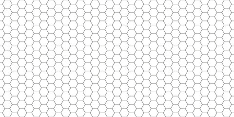 Wall Mural - geometric seamless pattern. repeating hexagon lattice. repeated black honeycomb isolated on white ba