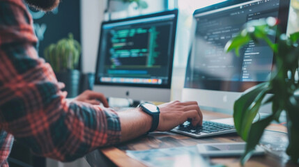 A developer creating an e-commerce website, focusing on optimizing load times, user experience, and integrated payment systems.