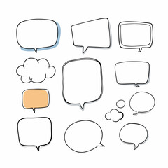 Hand drawn speech bubble collection on a isolated white background (17)