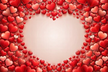Canvas Print - romantic background with red hearts of various sizes