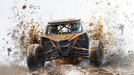 Off-Road Buggy Splashing Through Mud