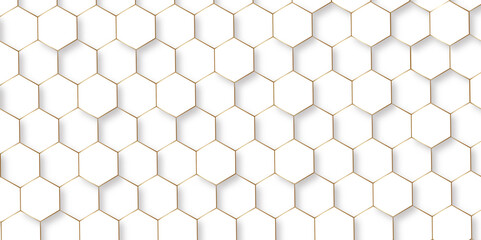 Wall Mural - Abstract pattern with hexagonal white and gray technology line paper background. Hexagonal 3d vector grid tile and mosaic structure simple style hexagonal graphic concept. Futuristic surface design.	
