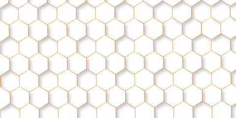 Wall Mural - Abstract pattern with hexagonal white and gray technology line paper background. Hexagonal 3d vector grid tile and mosaic structure simple style hexagonal graphic concept. Futuristic surface design.	
