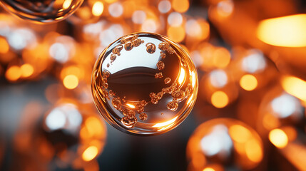 Poster - Abstract background with 3d spheres creating bokeh effect