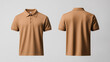 © Iana - brown polo shirt mockup front and back view on white background