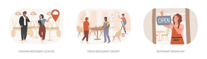 Wall Mural - starting a restaurant business isolated cartoon vector illustrations se