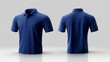 © Iana - dark blue polo shirt mockup front and back view on white background