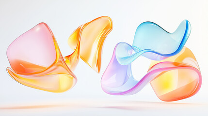 Wall Mural - Colorful abstract shapes flowing and intertwining on white background