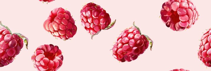 Seamless repetitive pattern background of raspberry fruit for fabric design