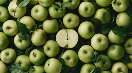 Seamless background of fresh ripe green apple