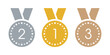 © yasin - gold, silver, bronze medal symbols. first, second, third medal interface. medal symbols for sport, education, business