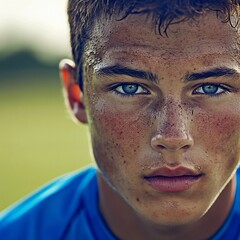 Determined Soccer Player - Capturing Focus and Intensity for Motivational Ads