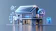© CreativeSeven  - Futuristic smart home with cutting-edge rooftop solar panel system: Eco-friendly living and renewable energy technology in modern sustainable architecture.