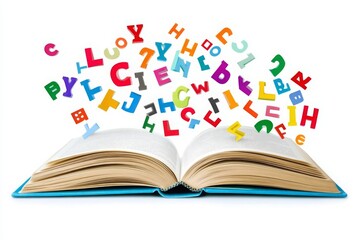 Open Book with Colorful Letters