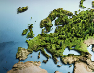 European green deal - Europe map made from vegetation