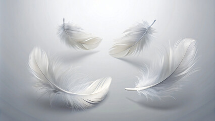 White feathers gently floating on a floor