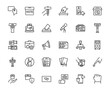 © Pahua - Simple outline icon set of government election voting related things icon, democracy candidate and decision concept on white background, 48x48 pixel perfect editable stroke for website, ux, ui design