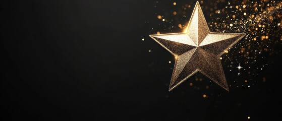 Sparkling gold stars on black background for luxury award ceremony mockup or template wallpaper AI generated image