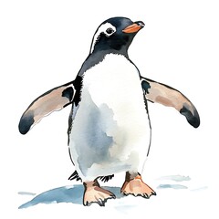 Wall Mural - Watercolor Illustration of a Standing Penguin.