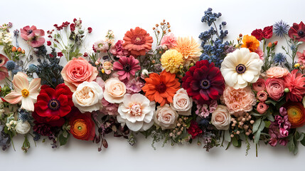 Poster - A bouquet of flowers placed neatly on a white background.