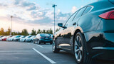 Car parked at outdoor parking lot. Used car for sale and rental service. Car insurance background