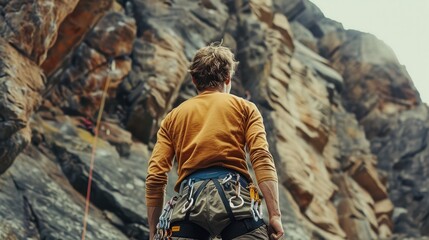 Sticker - Climber Looking Up at a Mountain