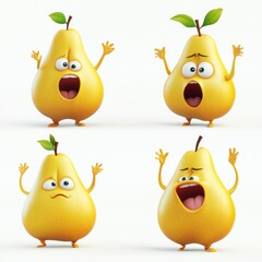 Canvas Print - Cute cartoon character of pear fruit