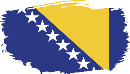 Hand drawn brush stroke flag of Bosnia illustration on white background