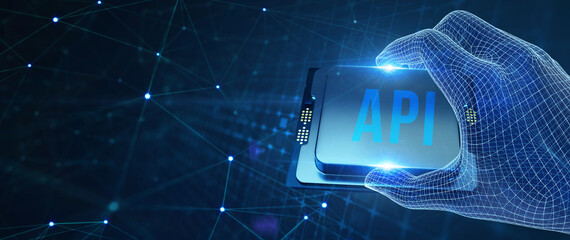 API - Application Programming Interface. Software development tool. Business, modern technology, internet and networking concept. 3d illustration