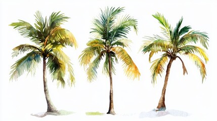 Vector illustration of coconut tree with leaf closeup view