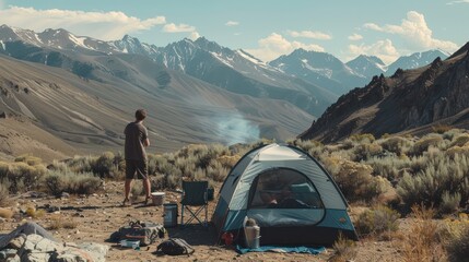 Wall Mural - Camping in the Mountains