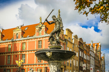 Neptune Fountain in Gdansk, Poland