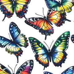 Wall Mural - Watercolor Butterfly Pattern