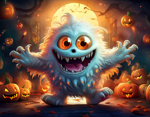 animated googley eyed Halloween smiling monsters characters