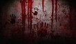 © Arthur - Fake Bloodied Handprints Streaked Across a Grungy Wall, Symbolizing Horror, and Desperation in a Dark, Disturbing Scene with Dripping Red Marks Set Against a Dirty, Textured Halloween Background